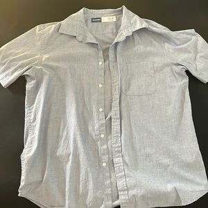 Blue Linen Button Down Tee